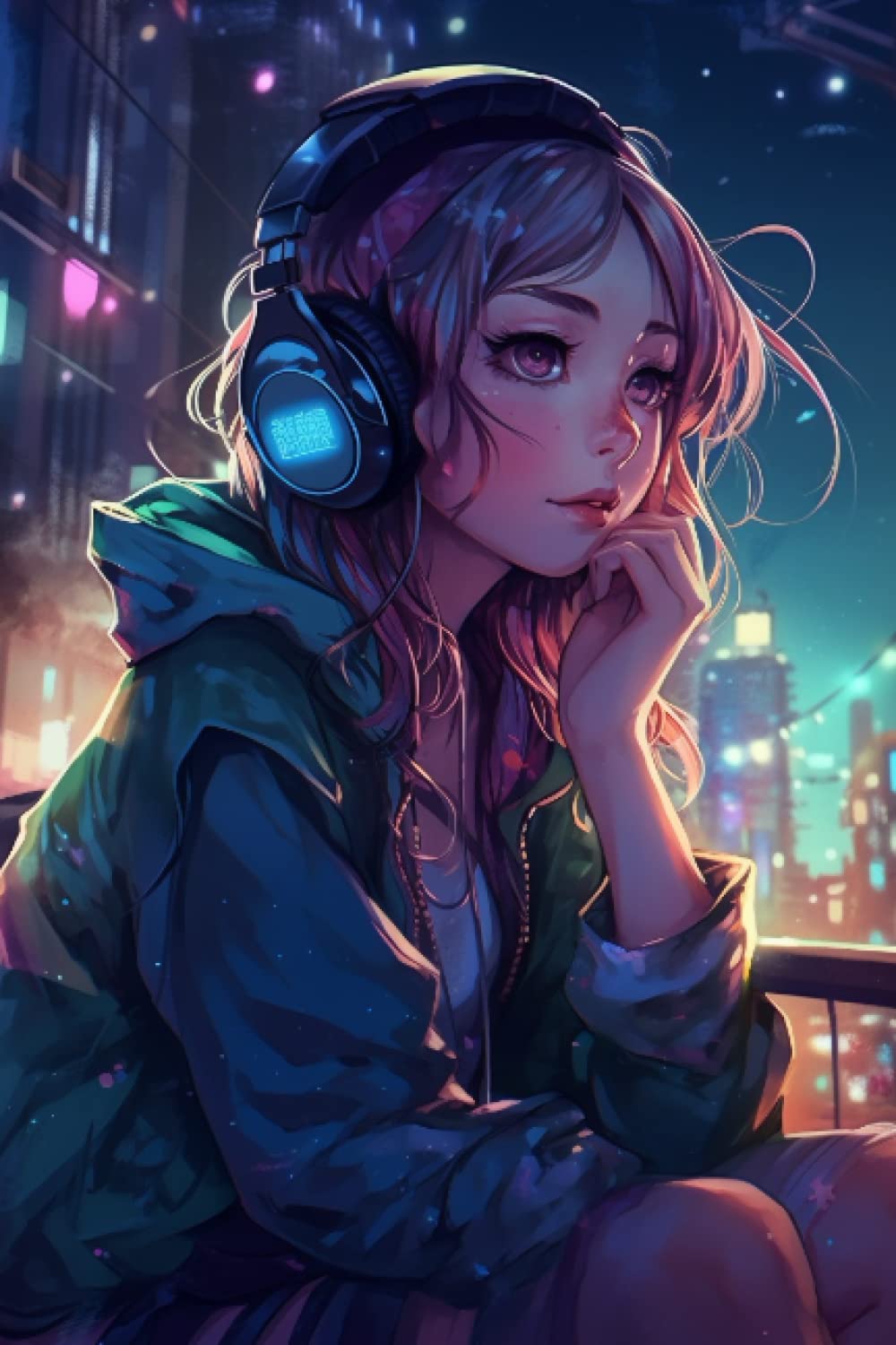 Vaporwave Anime Girl Bullet Journal, A5 Dotted