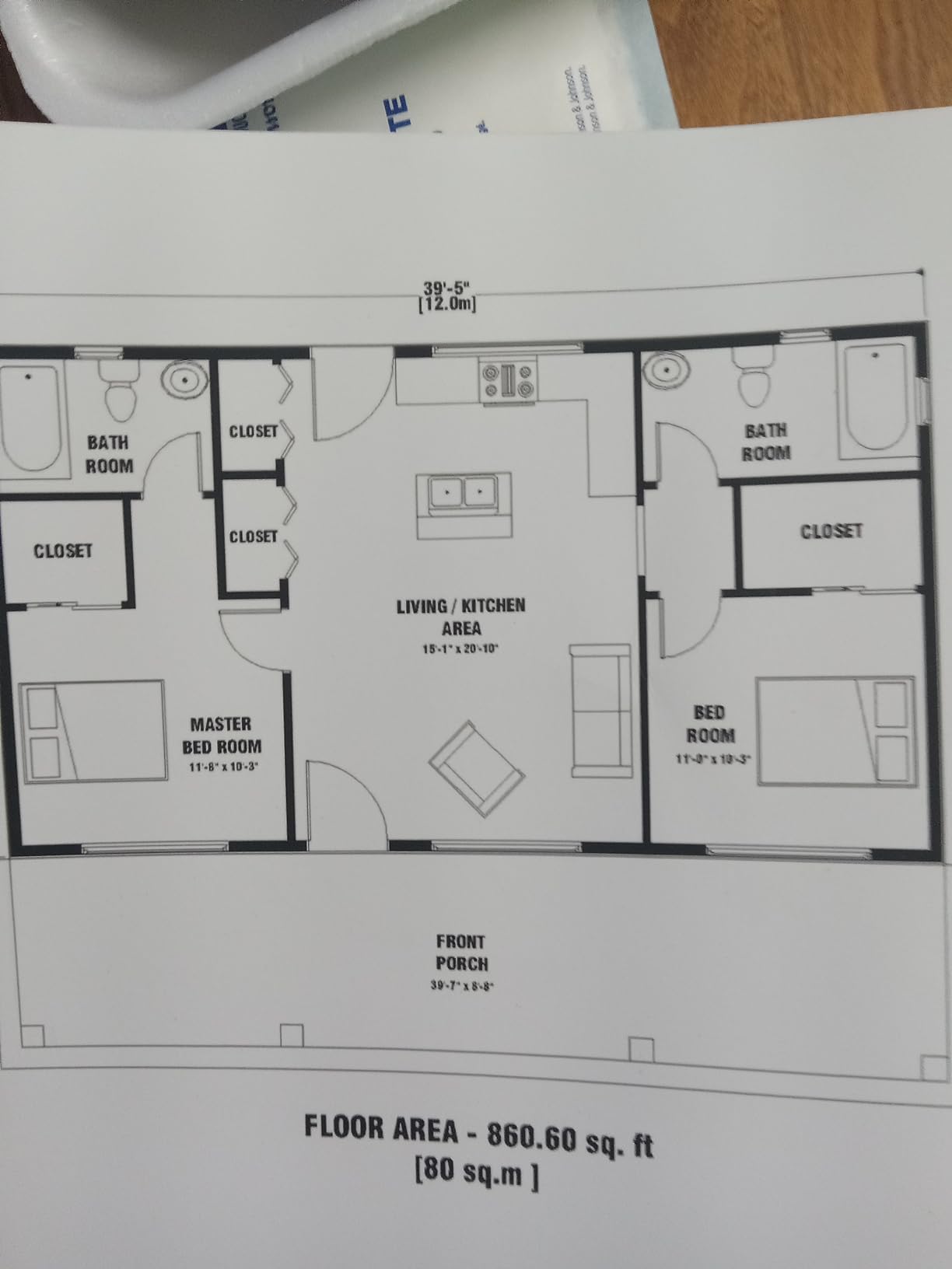 Modern 2 Bedroom & 2 bath room tiny House plan with 860 square feet ...