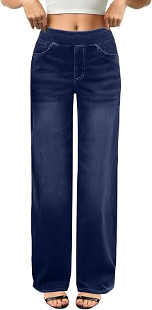 COPYLEAF Wide Leg Jeans Woman High Waisted Stretchy Baggy Sweatpant Jeans