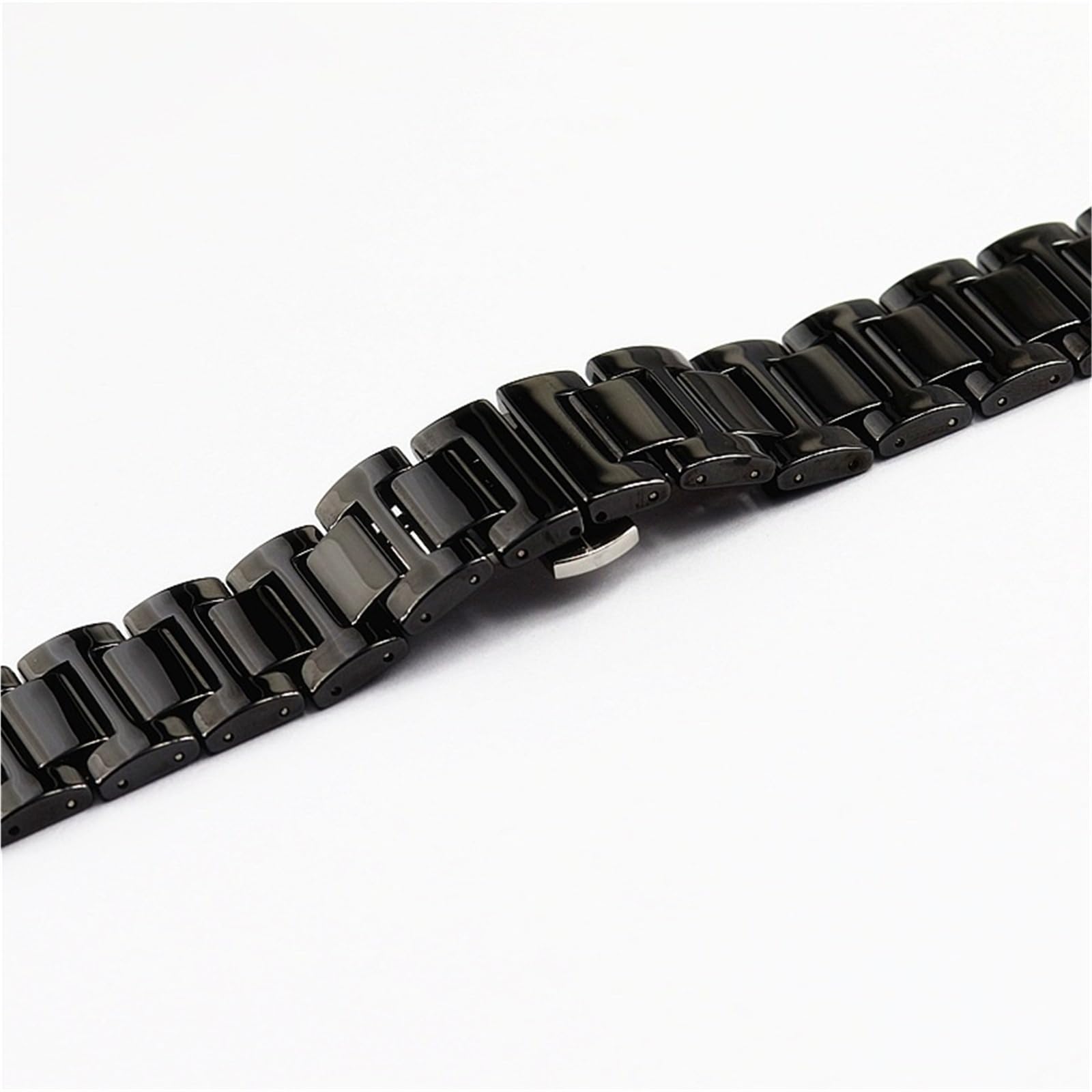 Bracelet de montre unisexe en céramique avec boucle en acier inoxydable à dégagement rapide 20 mm (blanc, 20 mm)