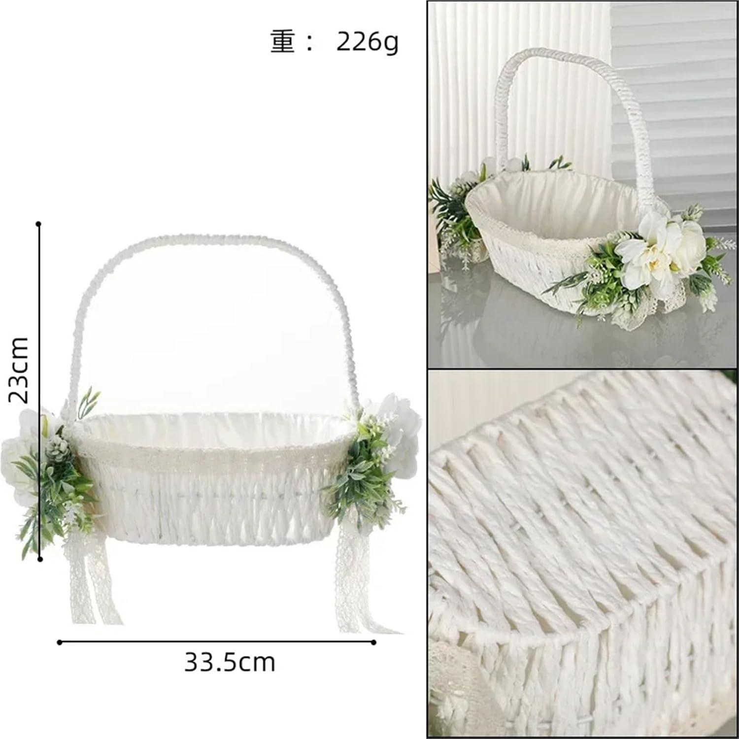 Flower Girl Baskets Wedding Decoration Bridesmaid Carrying Basket Wedding Flower Scattering Flower Basket(Color-A)