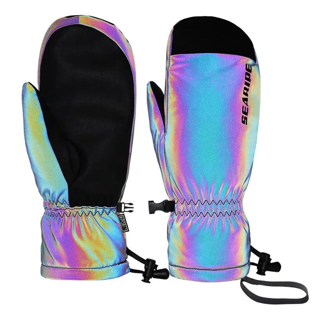 Hcclijo Winter Reflektierende Ski Handschuhe Snowboard Schneemobil Wasserdicht Langlebige Warme Baumwolle Füllung Handschuhe Schnee Handschuhe Neon Yellow M