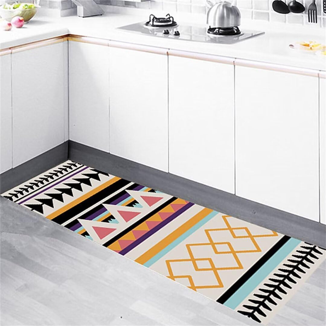 Alfombras de salón 170x240cm lavables de cocina con patrón geométrico amarillo