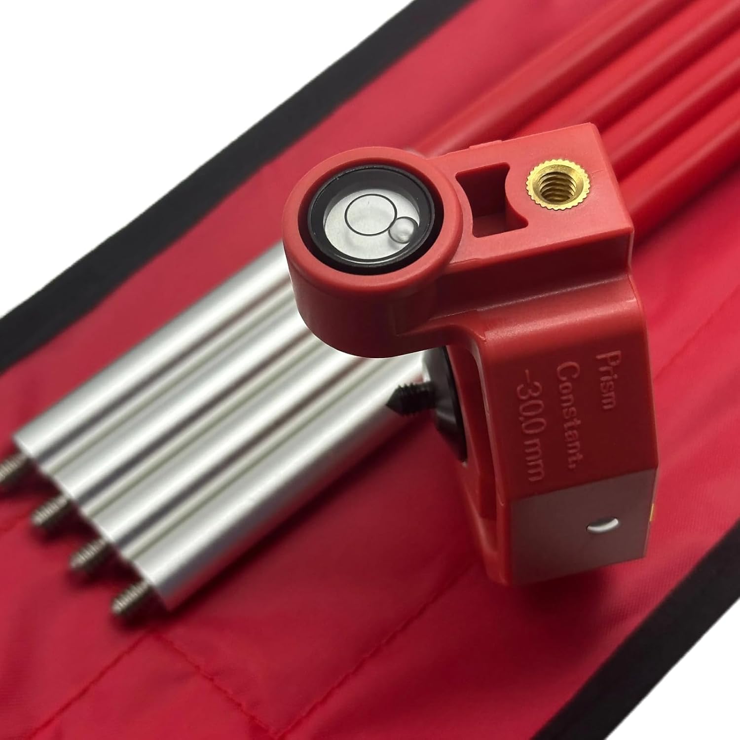 GMP111 Mini Surveying Prism Copper-Coating with 4 Extendable Aluminum Poles, Constant 17.5mm/-30mm/0mm Offset, Survey Mini Prism Optical Instruments for Total Station Surveying