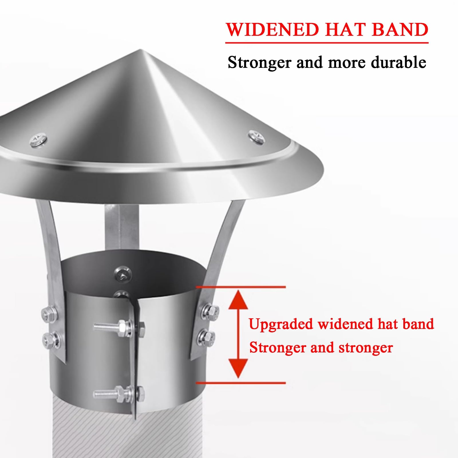 Comignolo zincato - Cappuccio Antipioggia Conico in Acciaio Inox, Copertura per sfiato Tetto Tondo, estremità Tubo di Scarico, Cappello da Neve Resistente alle intemperie, D30cm*50cm (11,81i