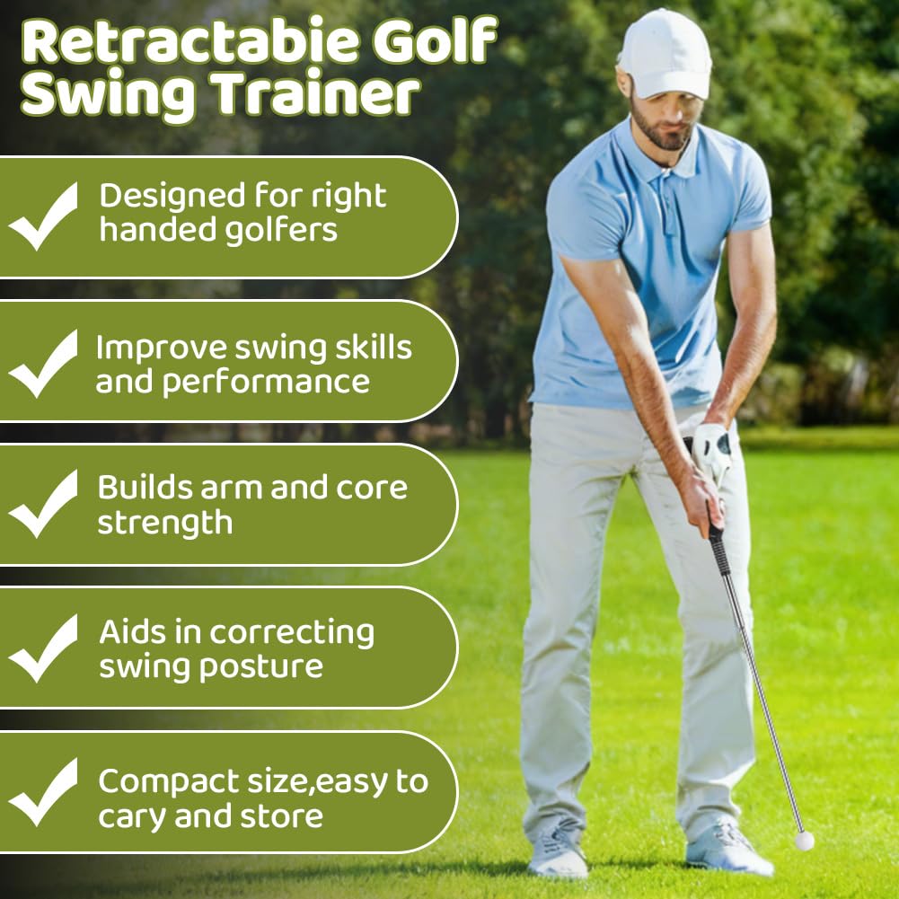 Flintronic Aide à Swing d'Entraînement de Golf, Entraîneur de Swing de Golf Rétractable, Télescopique Outil d'entraînement de Golf pour la Correction de la Posture, l'entraînement de force et de tempo