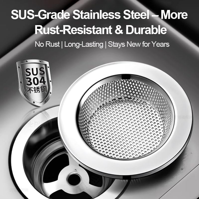 2 Pcs Sink Strainer, Sink Drain Basket, Kitchen Stainless Steel Sink Strainer for Most Kitchen Sink Drain Basket(Outer Diameter 4.5 Inch)