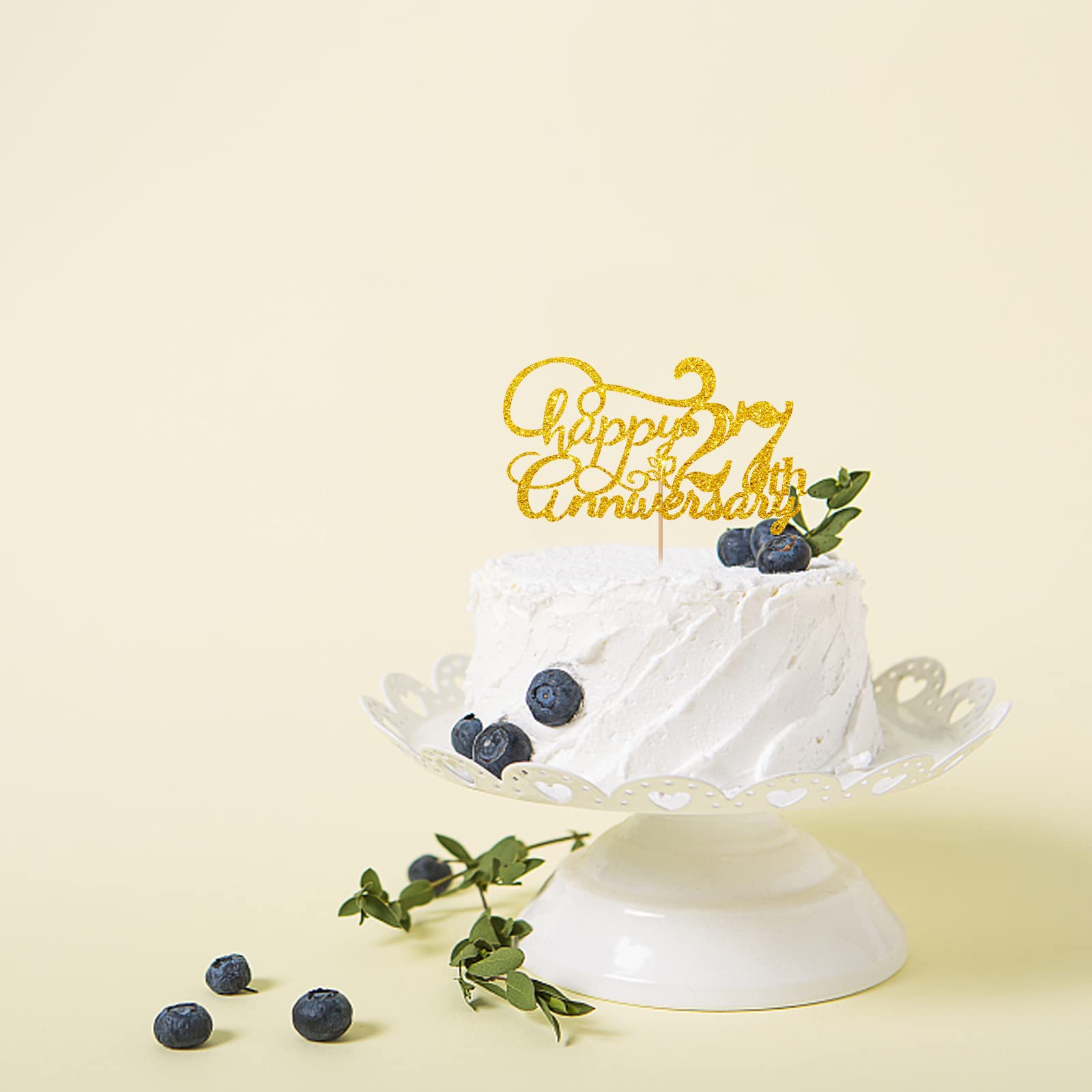 Amazon.com: Gold Happy 27th Anniversary Cake Topper