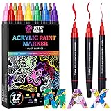 LET'S RESIN 12 Colors Acrylic Paint Markers, 3 Tips Multi-Purpose & High-Capacity Acrylic Paint Pens, Perfect Resin Supplies for Resin Crafts, Rock, Stone, Canvas, Glass, DIY Making Art Supplies