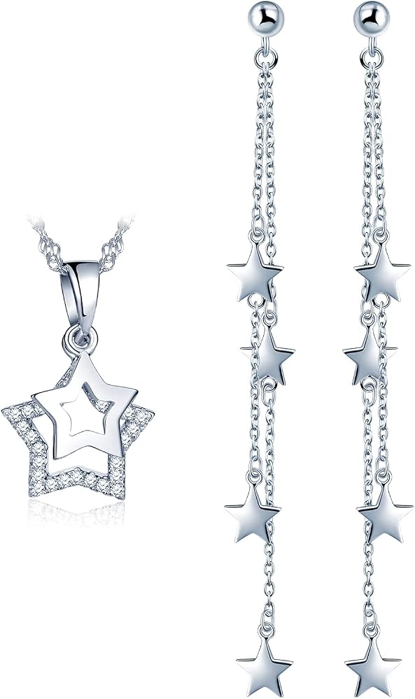 Ensemble Bijoux Perle Femme – Collier & Boucles D'Oreilles Ange Mignon En Argent 925 Et Zircon, Style Élégant Et Tendance