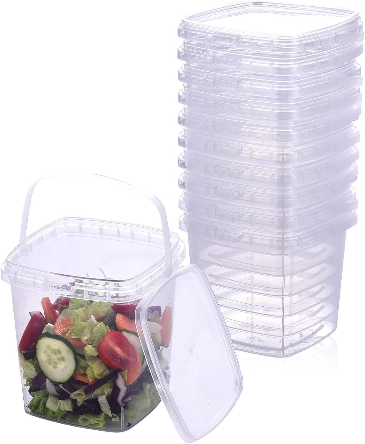 SHPii 30 oz. Square Clear Deli Containers with Lids, BPA