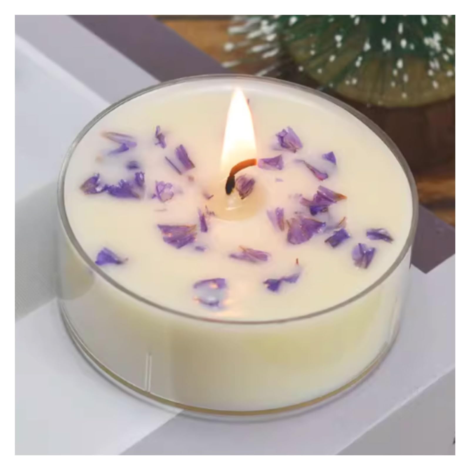 Exquisite Plastic Candles Round Scented Candle Reusable Aromatherapy Candle Long Lasting for Stress Relief Women & Men Mellow(Lavender)