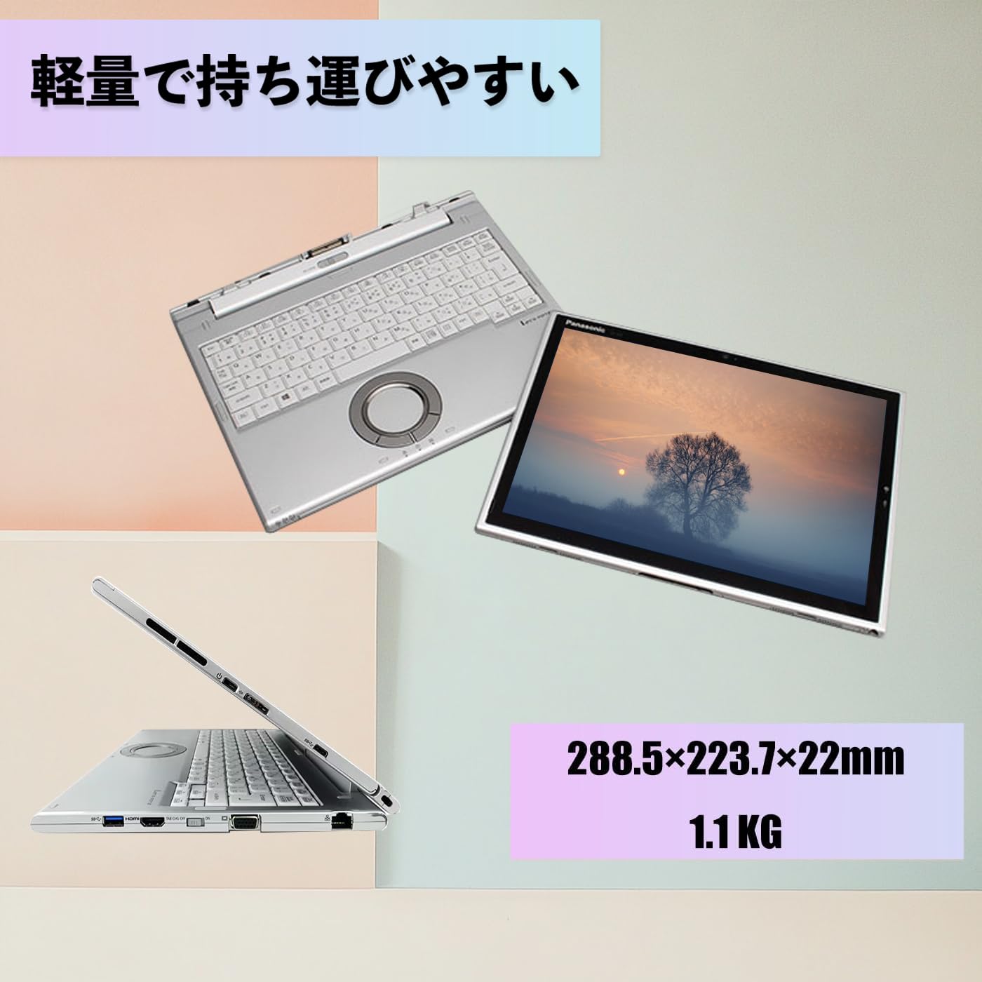 Panasonicノートパソコン/i5-7300U/SSD256GB/メモリ8G Panasonic Let's note CF-XZ6 第7世代Core i5-7300U WEBカメラ