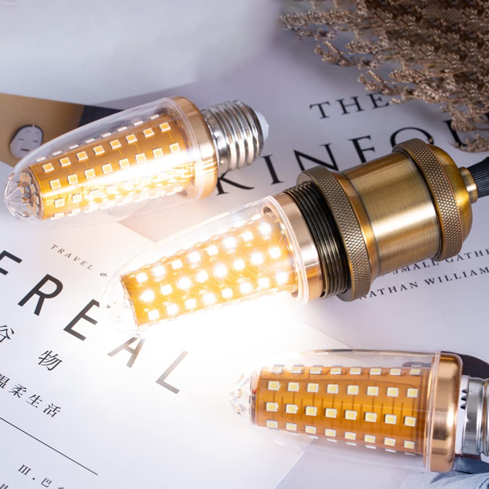Lot de 10 Ampoules, Ampoule de maïs Pointue LED 18 W 1200 LM Non stroboscopique, Blanc Chaud, Blanc Froid, Gradation trichromatique E14/E27, Domestique/Commercial.