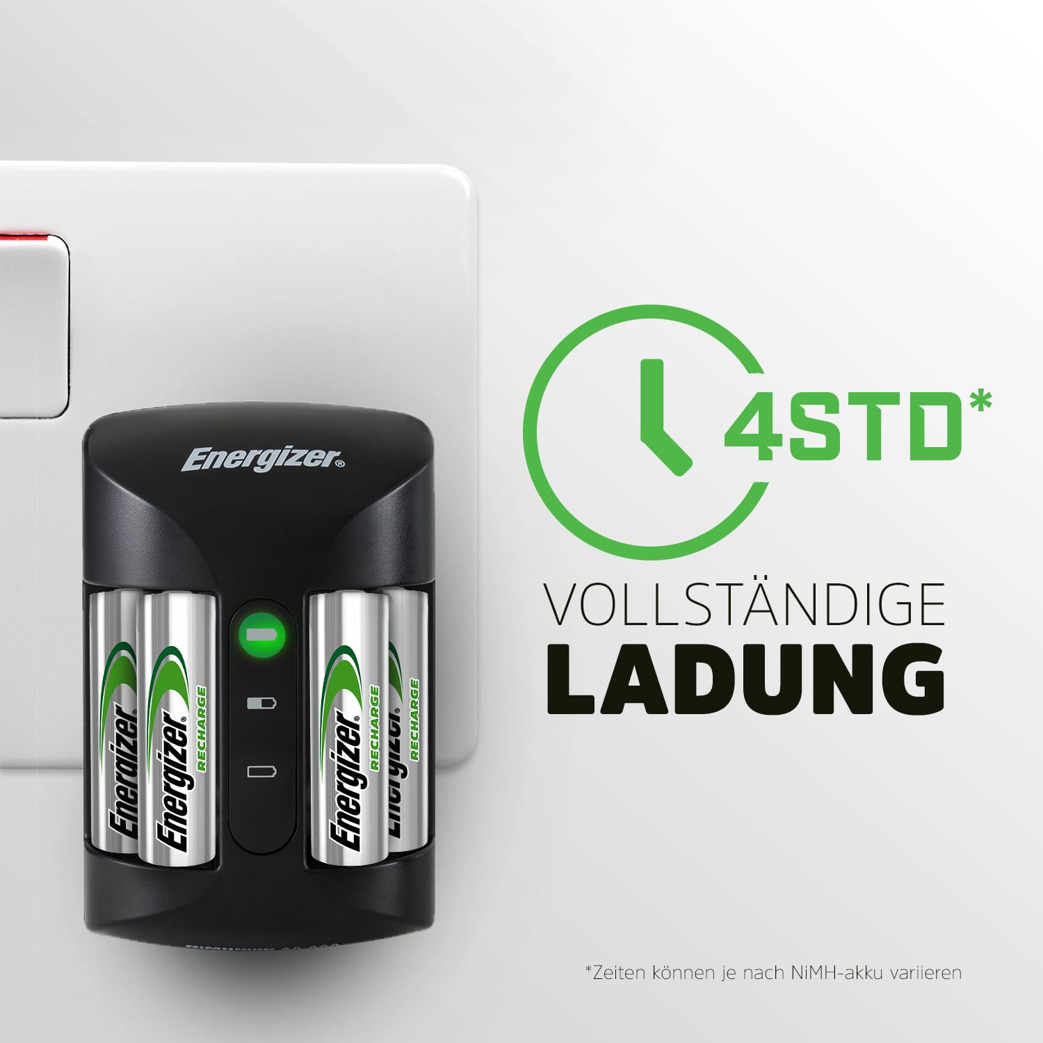 Energizer Recharge Pro - Batterieladegerät für Wiederaufladbare Akku AA und AAA NiMH - 4 AA 2000 mAh Batterien inbegriffen - 4 Stunden Ladezeit - automatische Abschaltung und der Überladungsschutz