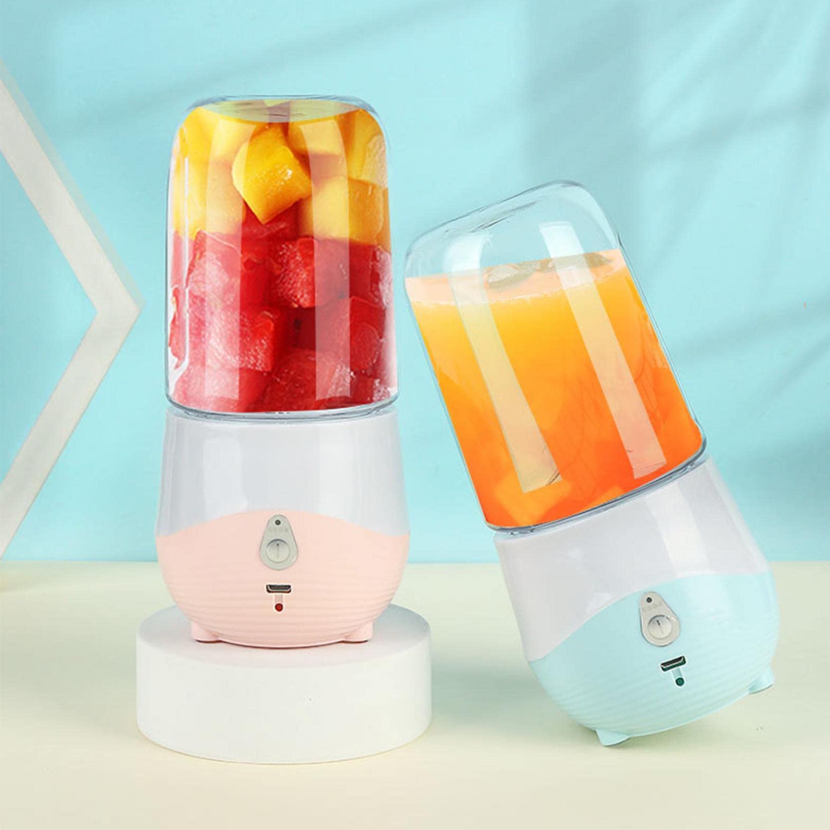 Hopeg Portable Blenders, Personal Blender for Shakes and Smoothies, Fruit Juicer USB Rechargeable with 4 Bladℯs, Handheld ...