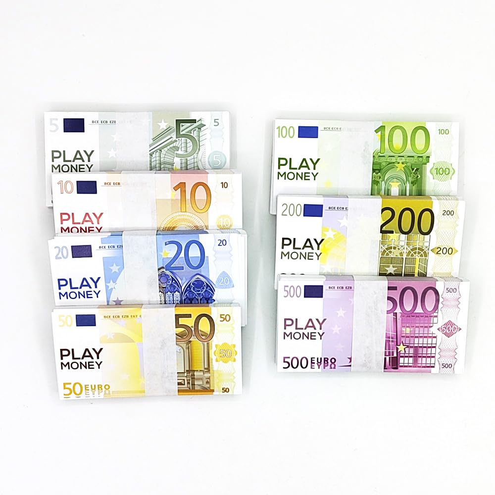 200 fałszywych banknotów, rekwizyty euro, fałszywe banknoty euro do kasy dziecięcej, 10 euro, zabawka na zakupy dla dzieci, liczydło dla dzieci, zasoby edukacyjne