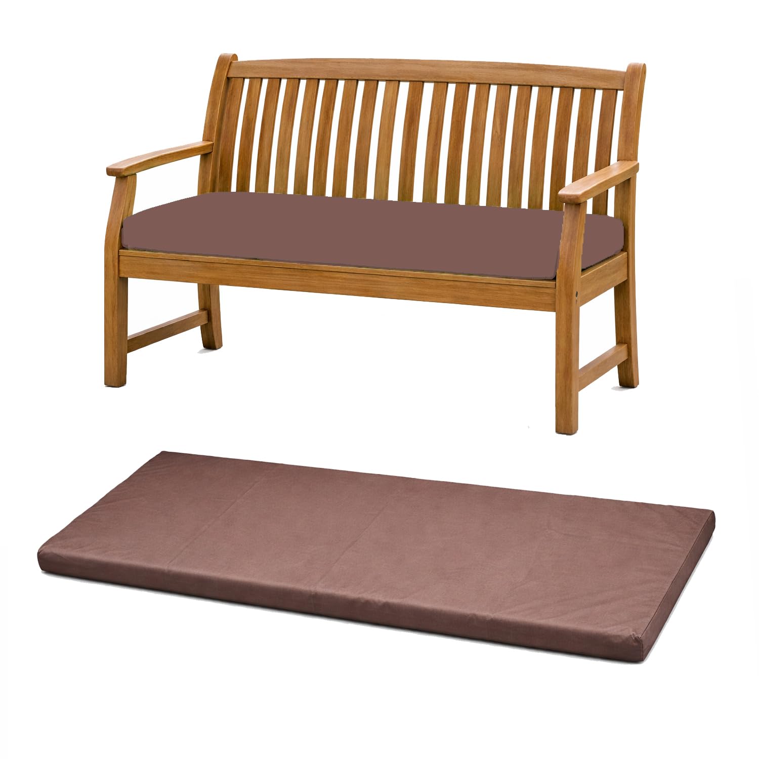 David & Amaya Comfy 2 Seater Garden Seat Pad Outdoor Patio Bench Cushion Waterproof Fabric Swing Zip Cover 108x45x5cm (Brown)