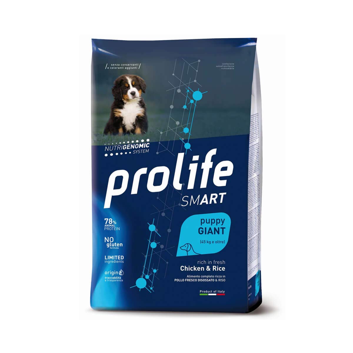 Prolife Smart Puppy Giant Pollo E Riso 10 kg - Croccantini Cane Puppy Chicken & Rice Giant, Alimento Completo Ricco in Pollo Fresco Disossato e Riso