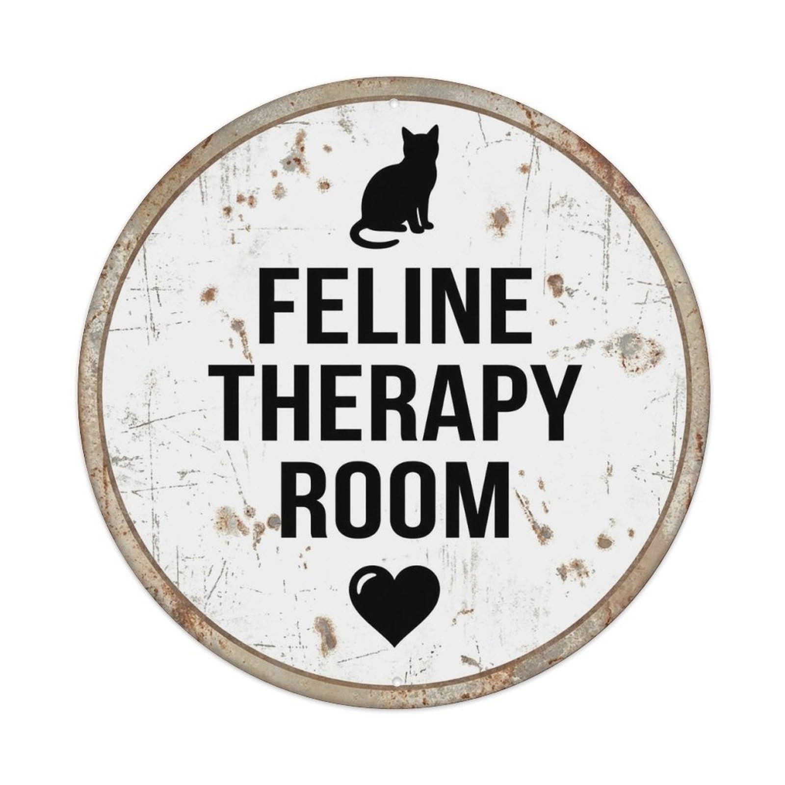 Vintage Feline Therapy Room Decor Metal Tin Sign