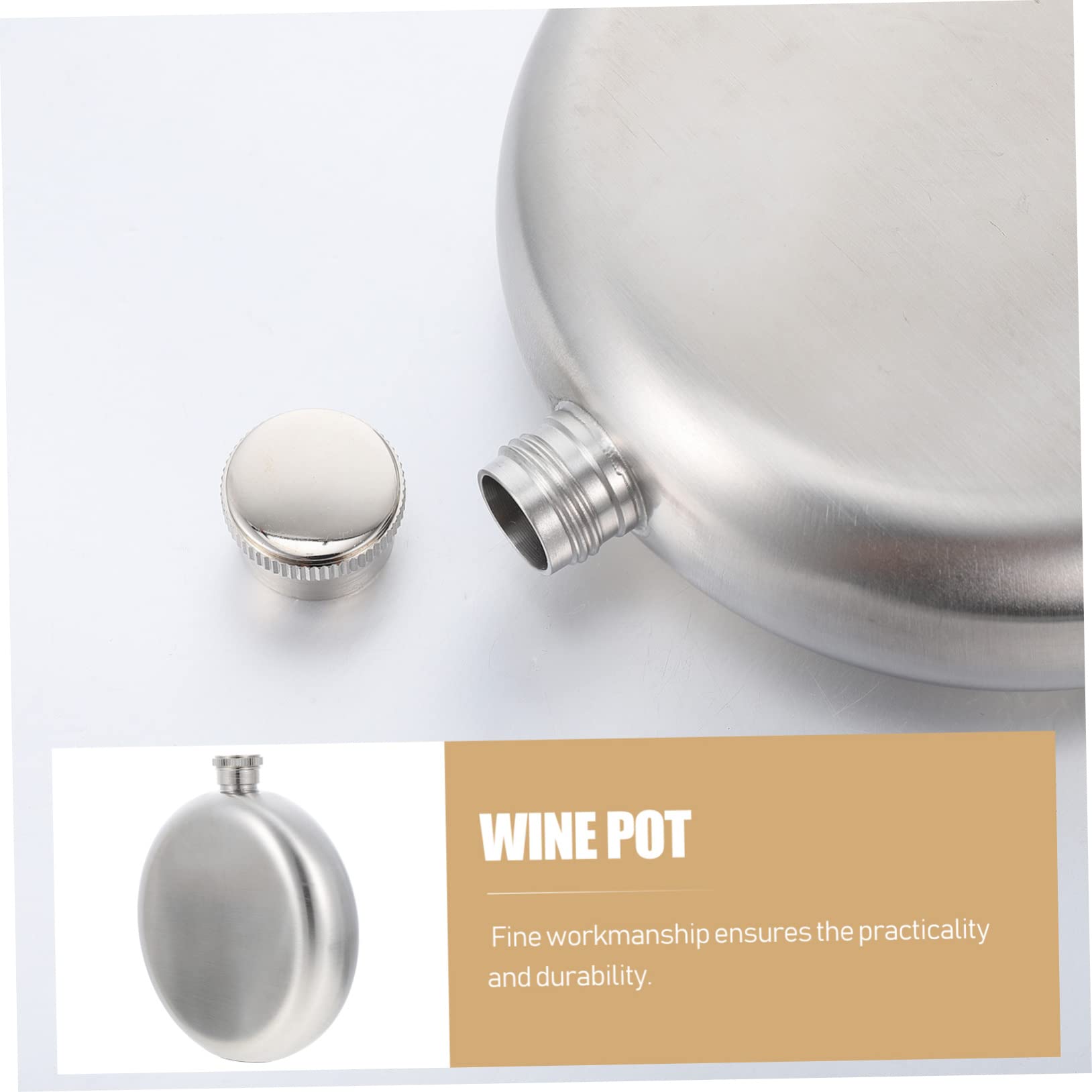 PRETYZOOM Stainless Steel Wine Flask Round Small Matte Finish Flask Outdoor Wine Pot for Men