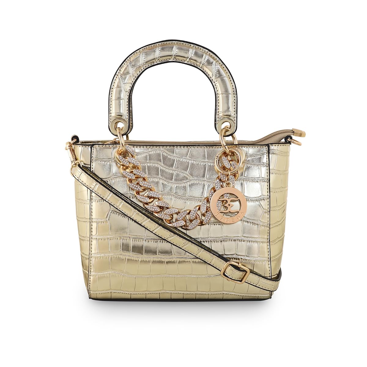 ESBEDA Light Gold Color Croco Embossed Handbag For Women (B0C8NK8Q8G) Amazon Price History, Amazon Price Tracker