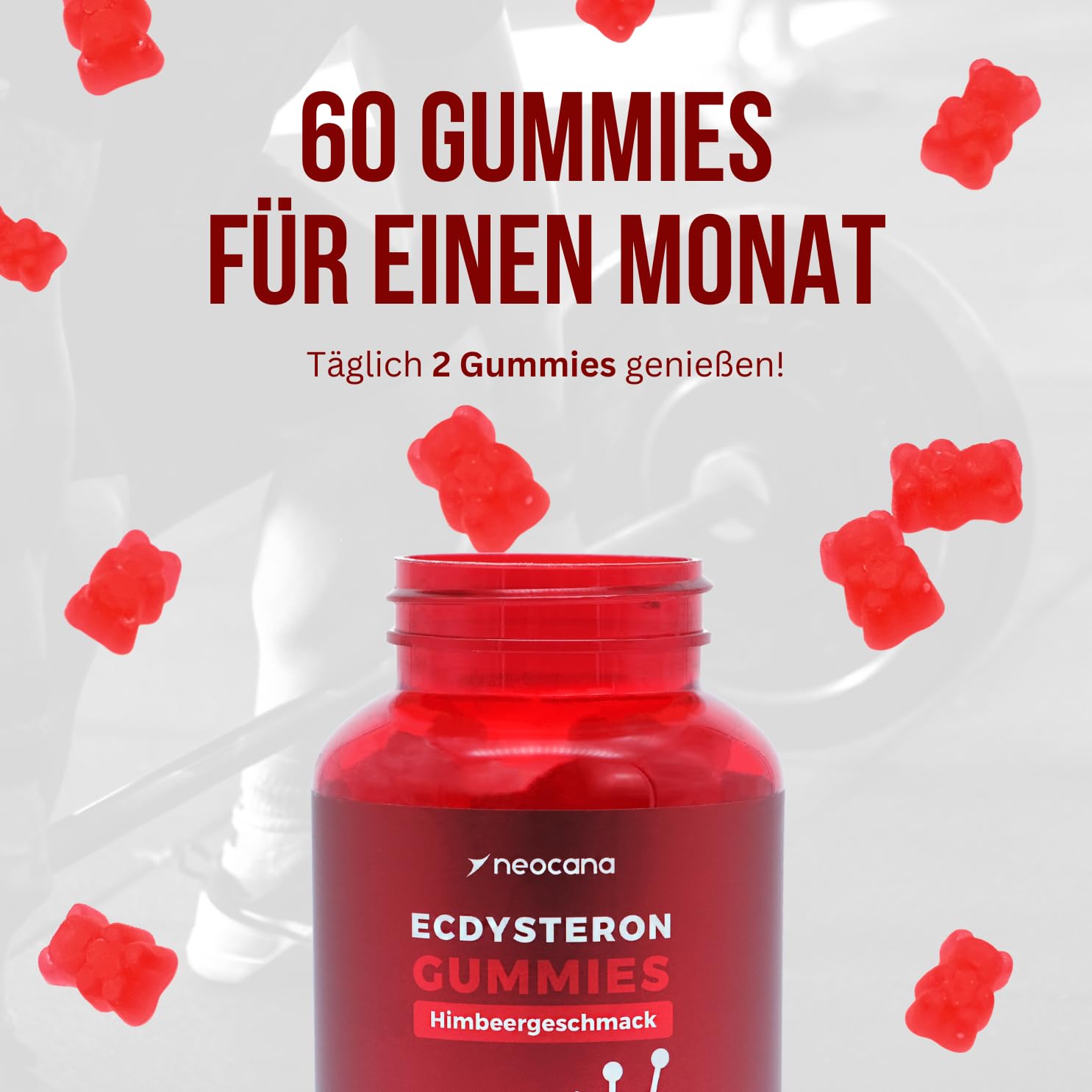 Ecdysteron Fruchtgummis 1000mg pro Portion – 98% Beta-Ecdysteron aus Cyanotis Arachnoidea – Muskelaufbau Booster – Vegane Gummies – Supplement Alternative zu Kapseln & Tabletten – 60 Stück