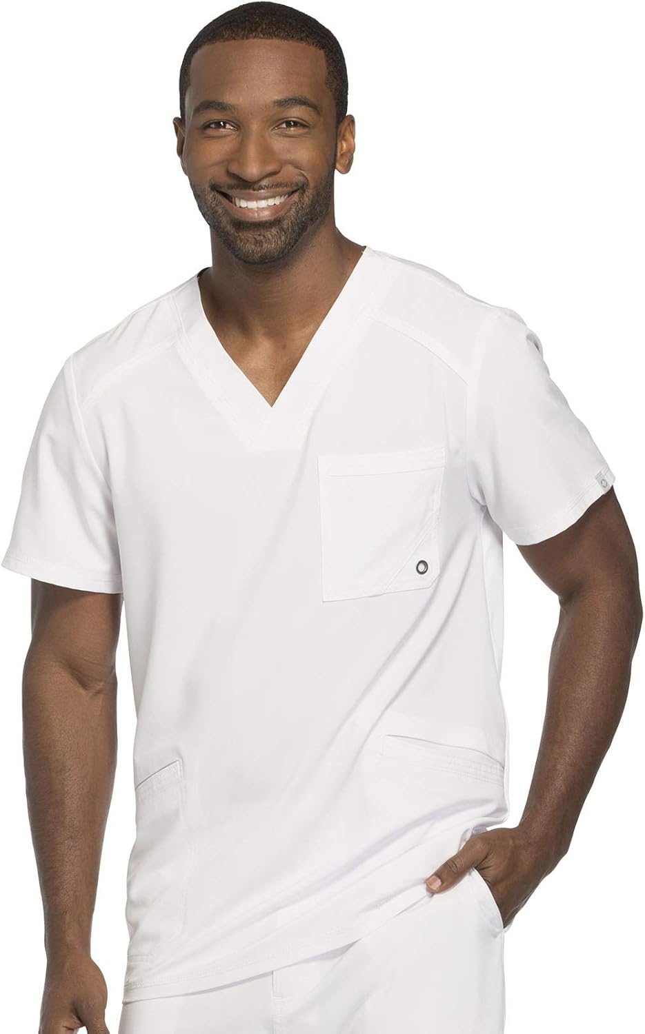 Cherokee Infinity Men Scrubs Set CK900A V-Neck Top & CK200A Fly Front Pant, White- 2XL Top / 2XL Pant