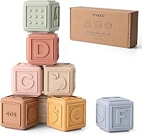 YIVEKO Silicone Baby Stacking Blocks - 8 Soft Food-Grade Teethers, Montessori Educational Toys for Toddlers 6M+