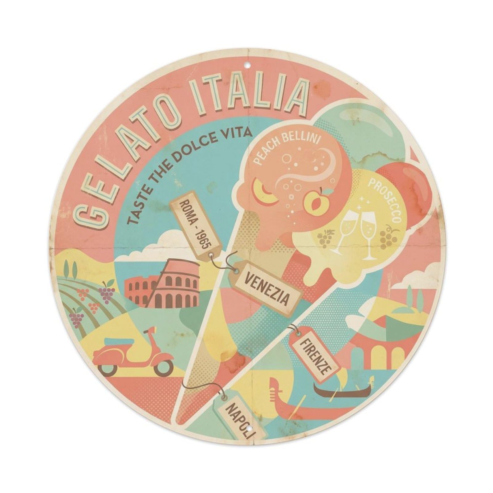 Dessert Cafe Gelato Travel Cuisine Ice Cream Metal Tin Sign