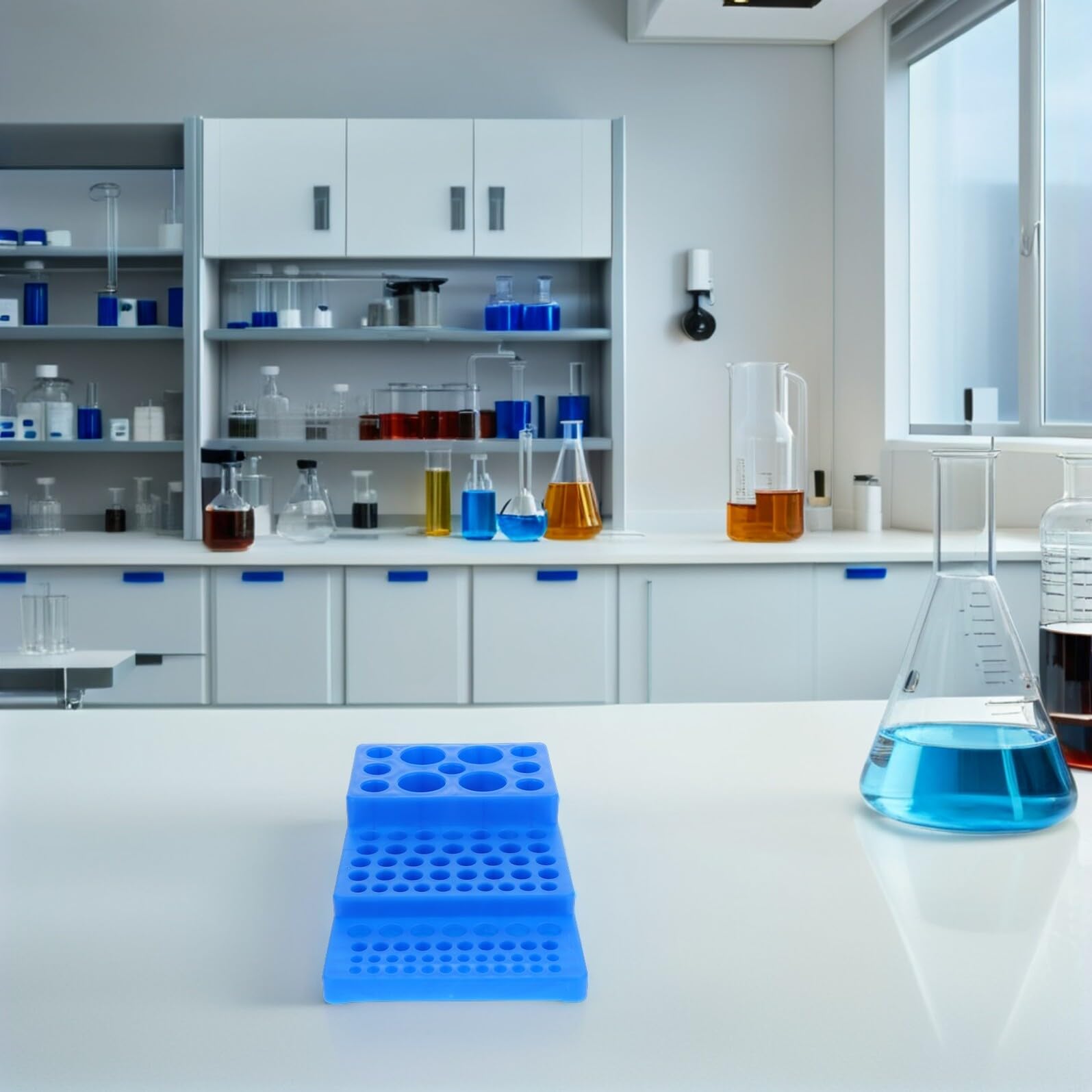 Kunststoff Reagenzglasgestell aus Robustem Pp 2 Stück mit 92 Löchern in Blau Vielseitig Einsetzbar für Laborproben für Zentrifugenröhrchen für Biomedizin und Chemie