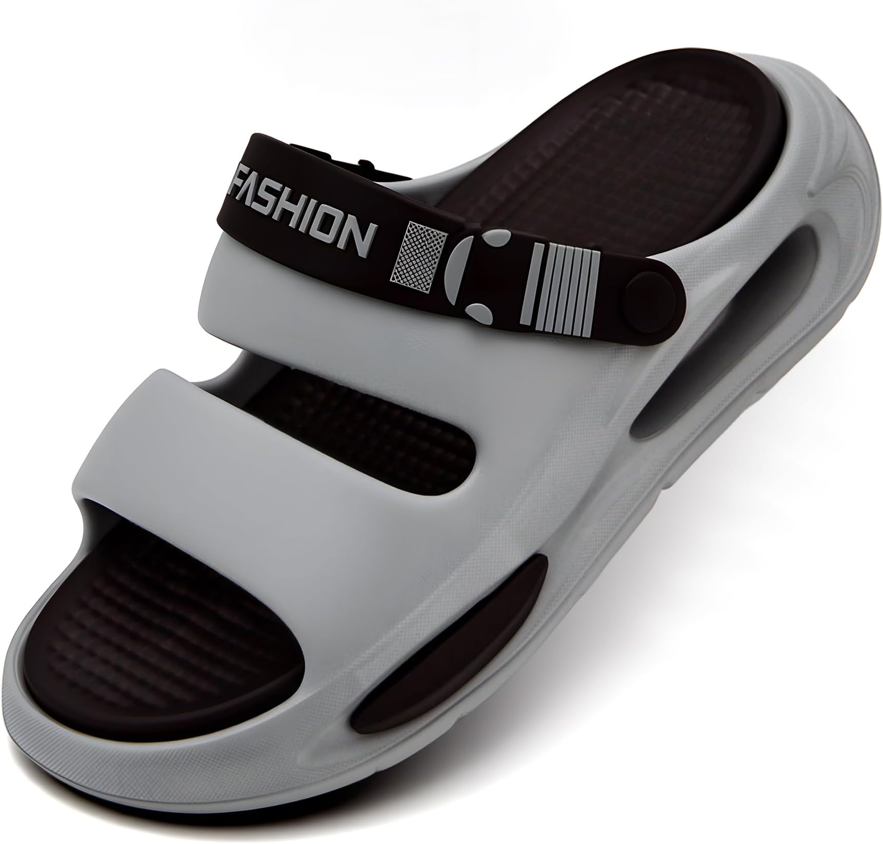 Men's Slide Sandals Indoor and Outdoor, Casual Platform Slide Sandals for Men Spring Summer, Lightweight Comfortable Cushioned Open Toe Men’s Slippers Shoes Gray 9.5