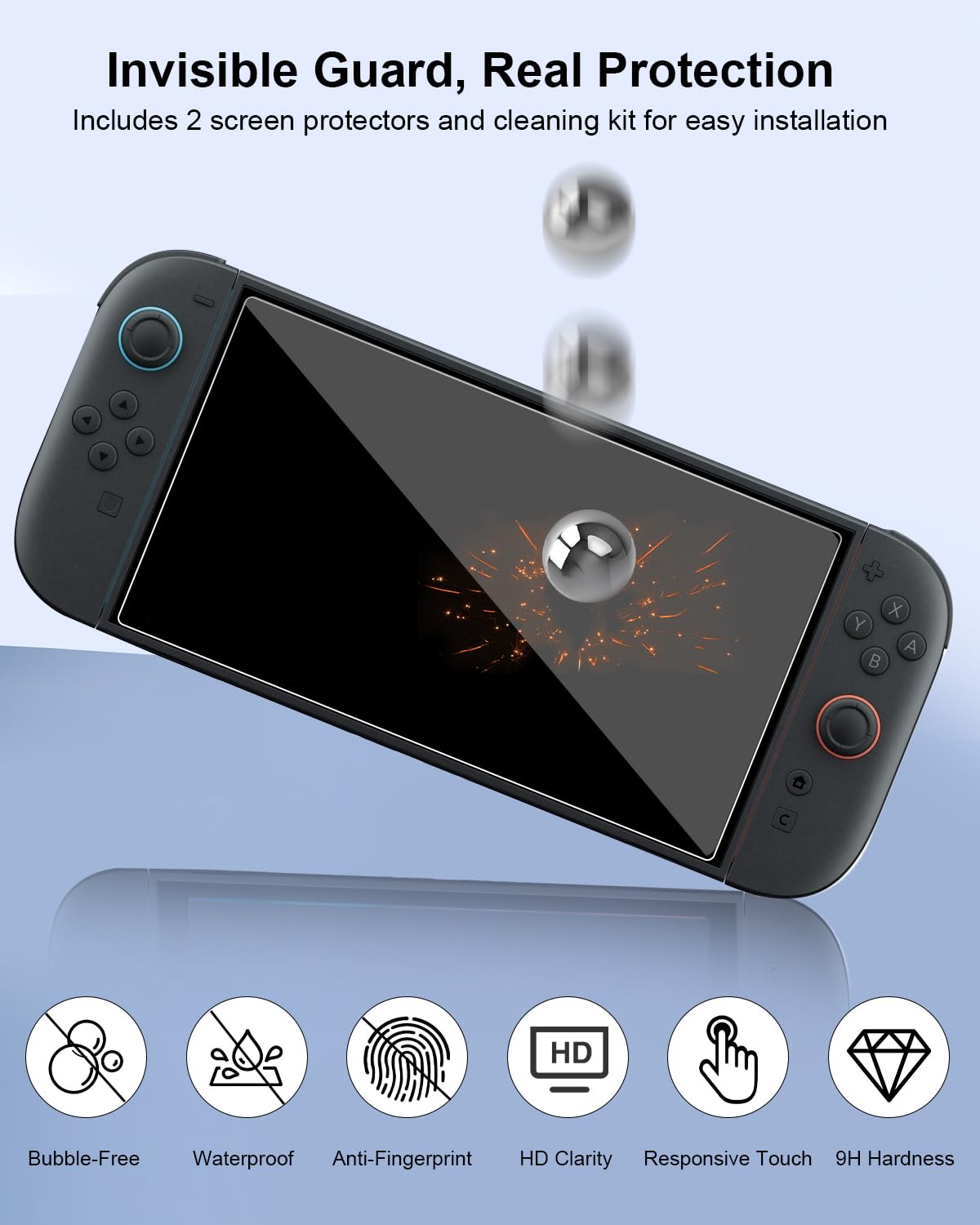 BOCACUE Carrying Case for Nintendo Switch 2(2025), 9 in 1 Accessories Bundle with 2 Screen Protectors, 4 Thumb Grip Caps, Protective Hard Shell Portable Travel Case for Switch2 with 20 Game Cartridges — view 5