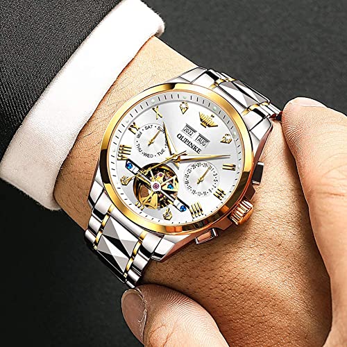 OUPINKE Mens Watches Automatic Skeleton Tourbillon Self Winding Luxury Sapphire Crystal Business Dress Wristwatch4