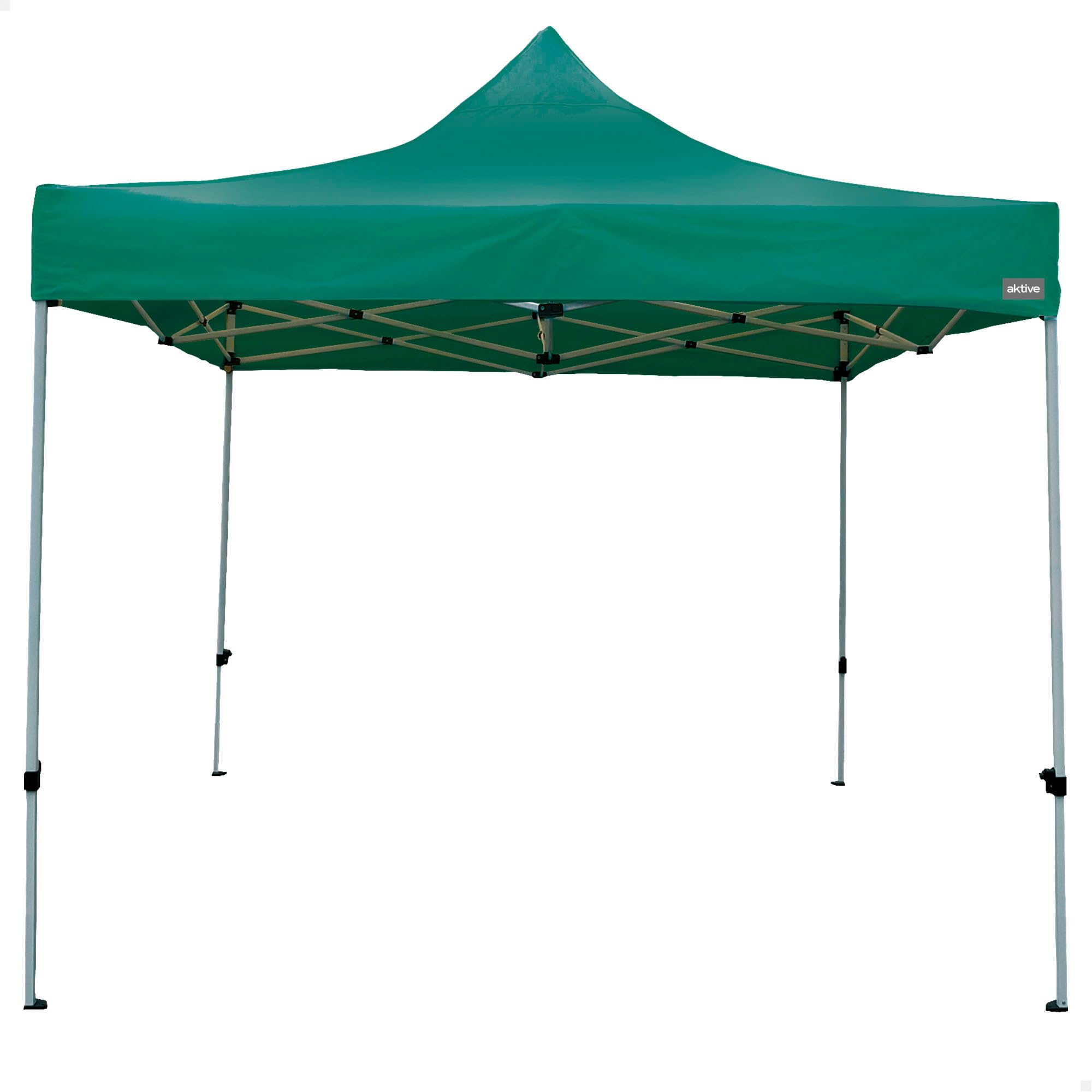 AKTIVE 61139 โ Outdoor Folding Gazebo, Green Canopy, Measures 3 x 3 cm, Height Adjustable, UV Protection and Waterproof, Steel, Includes Carry Bag, Beach Tent, Camping, Garden