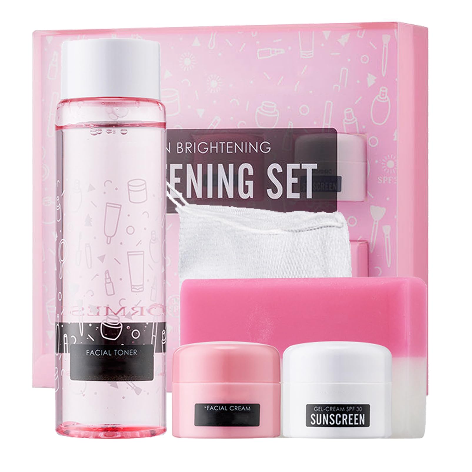 Skin Care For Teenage Girls, Arbutin Skincare Sets, Women Gifts Set with Facial Toner,Soap,Face Cream,Sunscreen,Refreshing Skin Care Sets & Kits,Glowing Facial Set