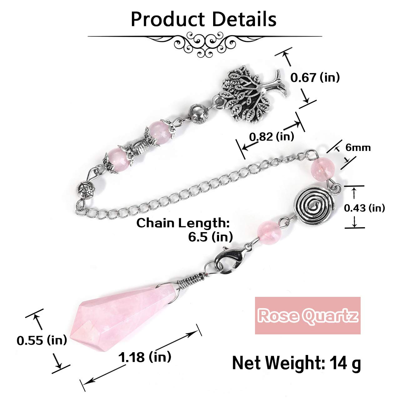 Top Plaza 12-Facet Healing Crystal Pendulum - Natural Gemstone For Dowsing, Reiki & Chakra Balancing (11.6")