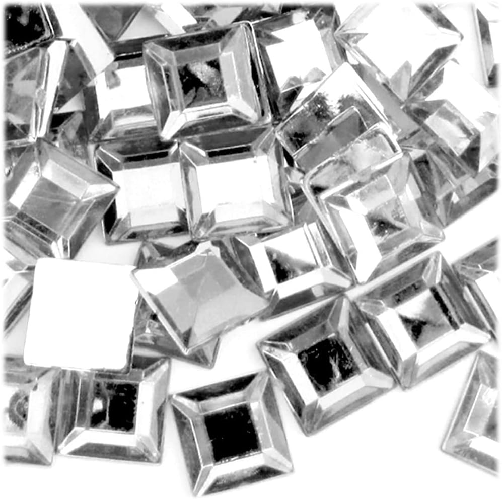 The Crafts Outlet 144pc Loose Rhinestones Square 14mm - Flatback Crystal Clear