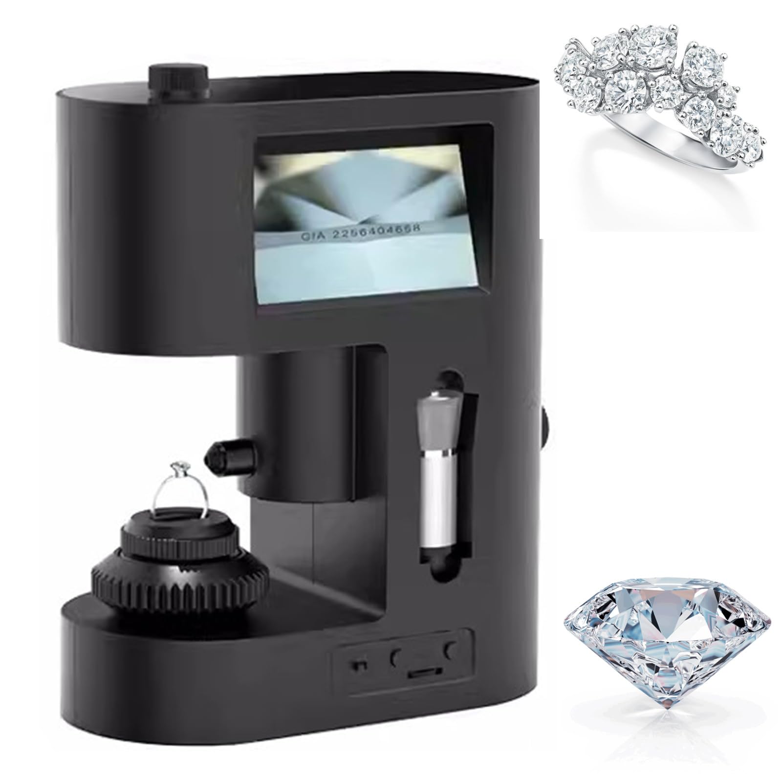30-200X diamantmidjekodmikroskop, digitala mikroskop, diamantinskriftsvisare, med LED-ljus och dubbel skärm, för smycken och diamanttestning, bearbetning