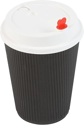 Miniatura 2 de Restaurantware Solo tapas 50 tapas desechables de taza de café blancas sin BPA con tapones de tapón de corazón rojo. Se adapta a tazas de 8 onzas,
