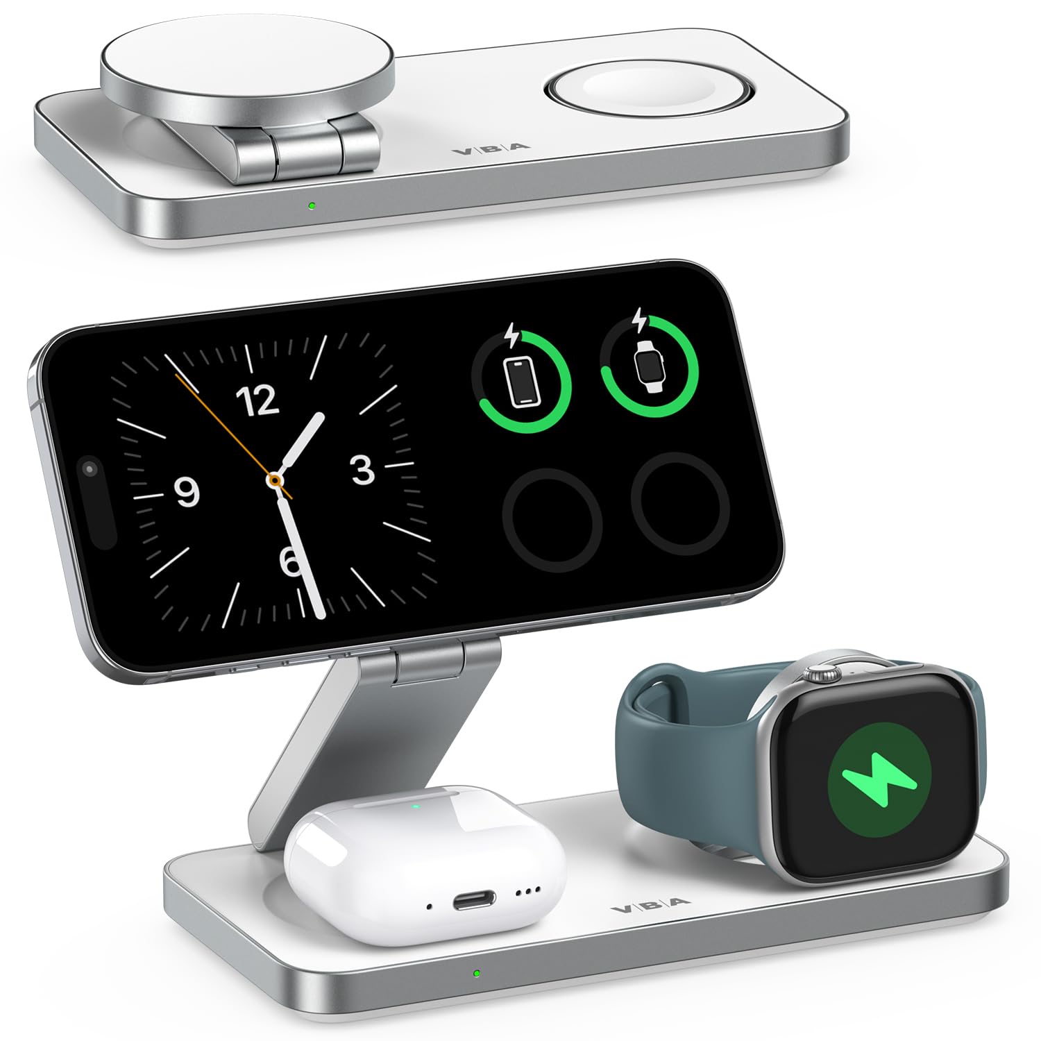 VBA 3 in 1 Wireless Charging Station for Apple MagSafe Charger Foldable Fast Charging Magnetic Wireless Charger Stand