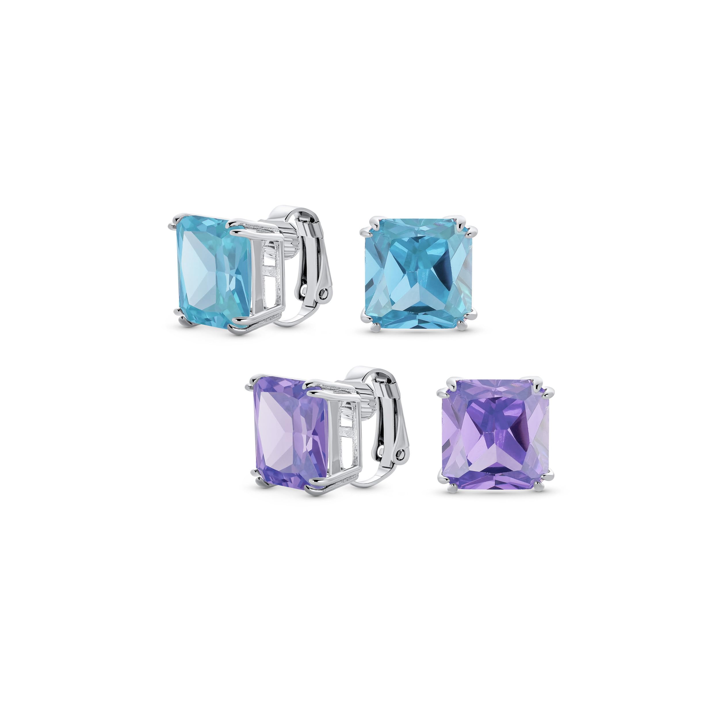 Boucles d'oreilles clip carré princesse : la solution chic pour oreilles non percées - 7