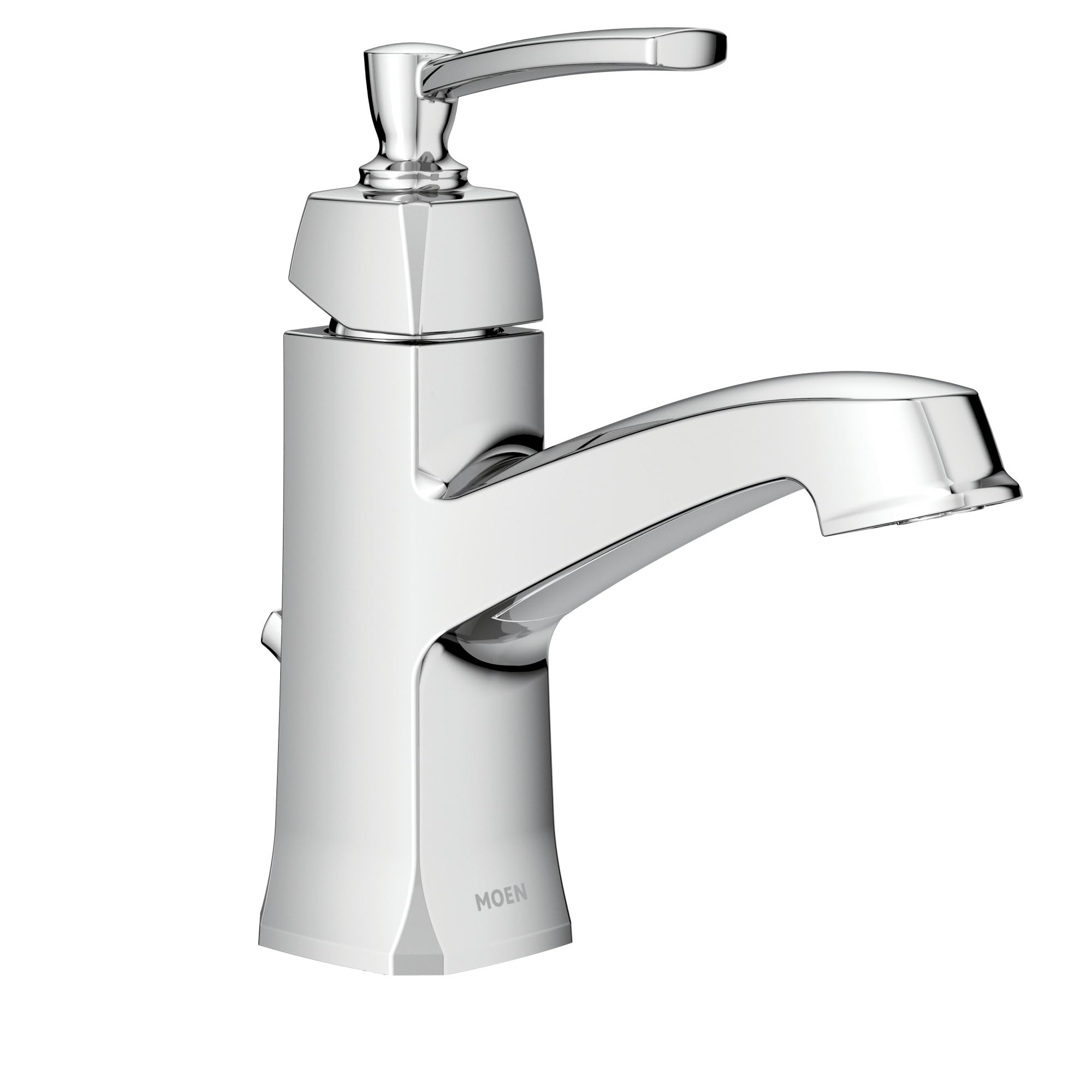 Moen Conway Chrome One-Handle Single Hole or Centerset Bathroom Faucet with Drain Assembly WS84923