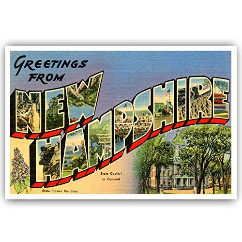 Amazon.com : GREETINGS FROM NEW HAMPSHIRE vintage reprint postcard set of  20 identical postcards. Large letter US state name post card pack (ca.  1930's-1940's). Made in USA. : Office Products