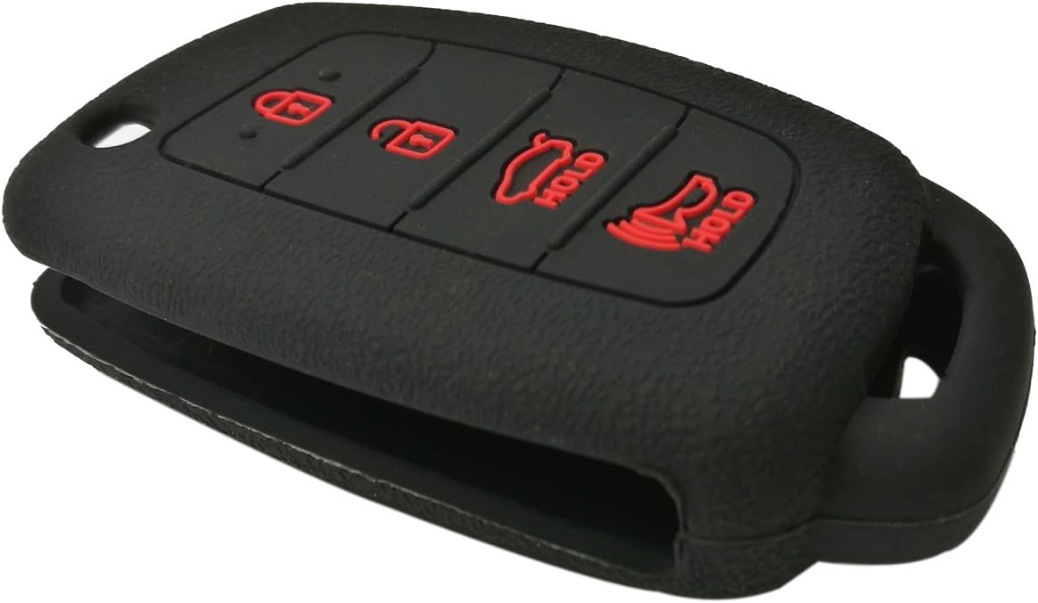 2Pcs Coolbestda Silicone 4buttons Flip Key Fob Remote Cover Protector Keyless Entry Case for Hyundai Sonata Santa Fe Tucson Black