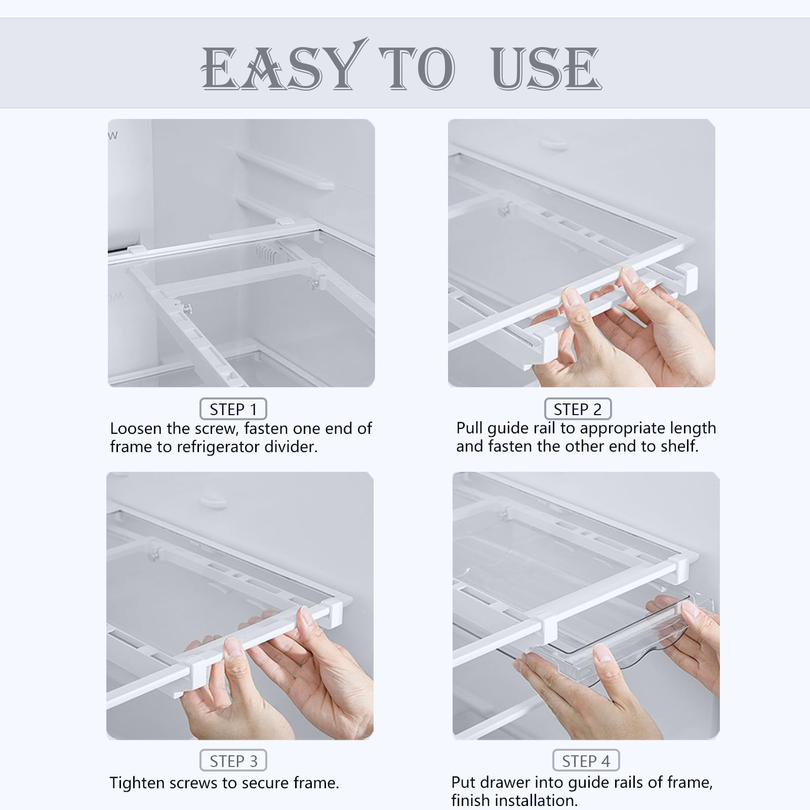 Refrigerator Organizer Bins - Large Capacity Egg Holder Tray for Refrigerator, Clear Plastic Container Drawer for Egg, Home Essentials Organization and Storage Box