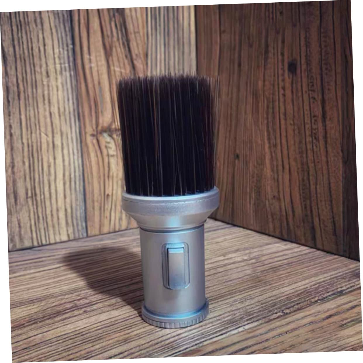 Hairdressing Neck Duster Brush for Haircut Cleanup, Silver Fiber Plastic