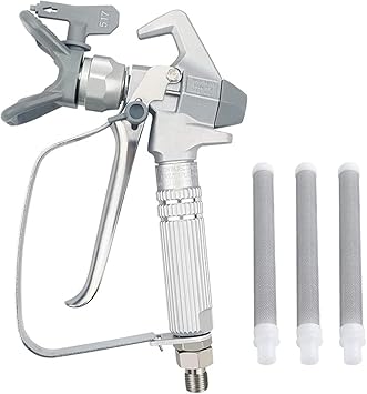Airless Paint Spray Gun Sprayer High Pressure 3600 PSI 517 Nozzle Tip for Sprayer with 3 Pcs Sprayer Gun Filter JW-G3 Silver