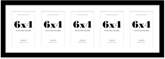 Black Multi Photo Frame - Holds 5 x 6x4 Pictures, Family Collage Picture Frame for Wall Display, 8x26 Panoramic Frame Size, Pack of 1