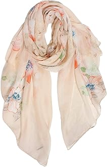 GERINLY Spring Lightweight Scarves Fashion Flowers Print Women Shawl Wrap
